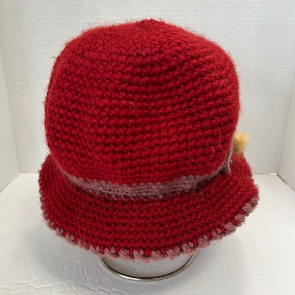 Vintage Crochet Flower Rhinestones Bucket Hat  Circumference 23.5\